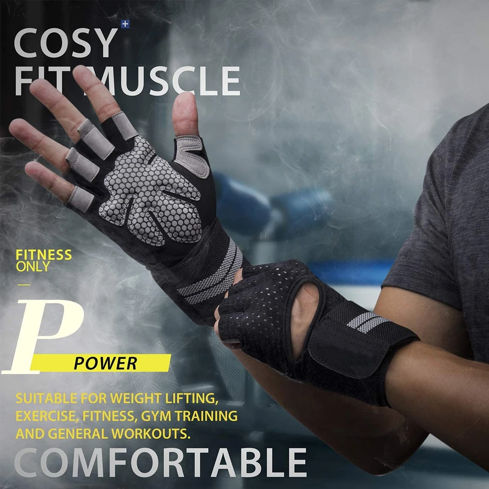 손목 랩 지지대 달린 하프 핑거 체육관 피트니스 장갑, - Weightlifting Gloves 리뷰 및 가격